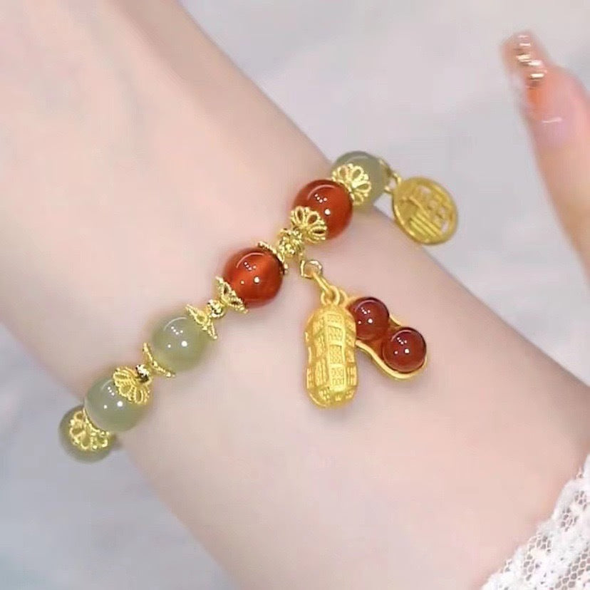 Jade Gold Bean Bracelet 2025